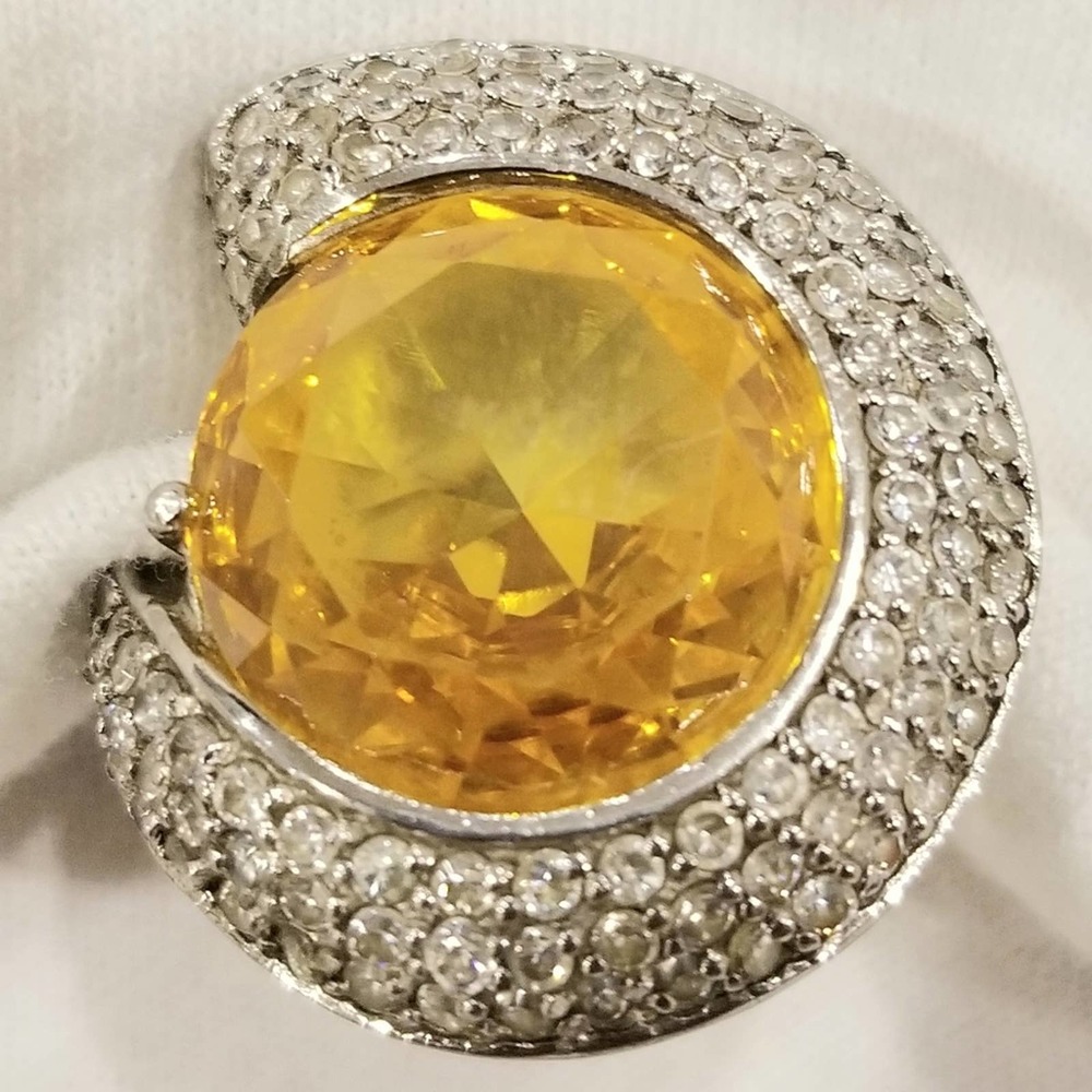 Large citrine Sterling silver ring size 8 Statement